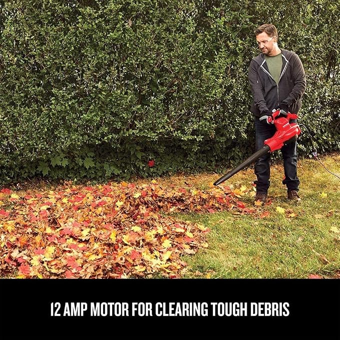 CRAFTSMAN 3-in-1 Leaf Blower, Vacuum and Mulcher, Backpack Blower Up to 260 MPH, 12 Amp, Corded Electric Leaf Collector (CMEBL7000)