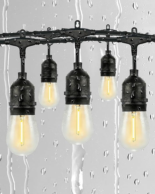 Gmnee 75FT Outdoor String Lights for Patio, Balcony & Porch – 47 LED Edison Bulbs (1.6FT Spacing), Dimmable Heavy-Duty Patio Lights for Backyard, Gazebo, Bistro, Party and Garden Decor (Plug in)