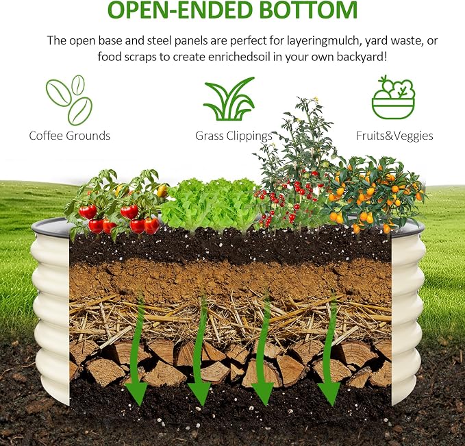 Gruper Galvanized Raised Garden Bed, 3.5ft x 17'' Tall Round Metal Planter Raised Garden Boxes Outdoor for Vegetable Fruits Flower Herb, Anti-Rust and Sturdy & Easy-Setup