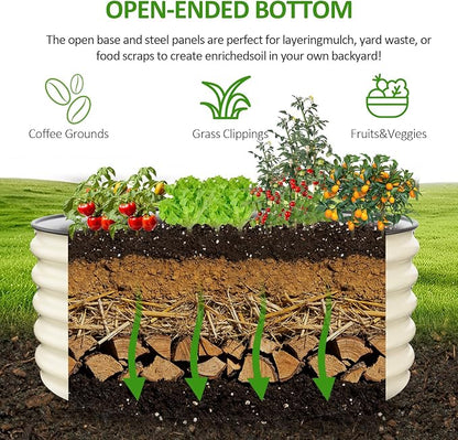Gruper Galvanized Raised Garden Bed, 3.5ft x 17'' Tall Round Metal Planter Raised Garden Boxes Outdoor for Vegetable Fruits Flower Herb, Anti-Rust and Sturdy & Easy-Setup