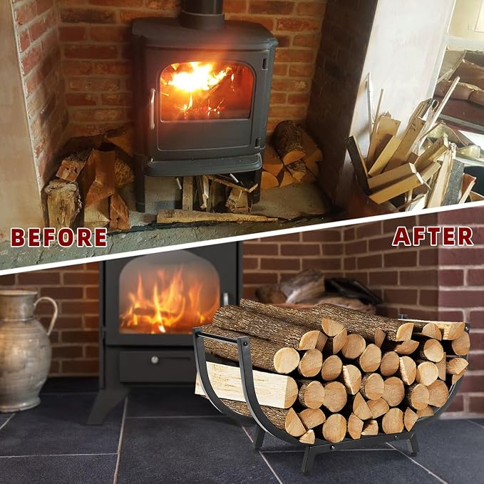 DNKMOR 30INCH Firewood Rack for Outdoor&Indoor,Heavy Duty Stable Log Holder for Fireplace Wood,Durable Metal Wood Storage Rack