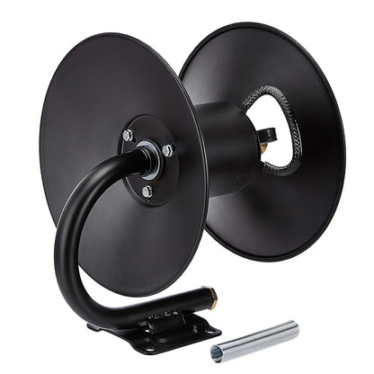 Amazon Basics Retractable Air Hose Reel - Fits 3/8-Inch 50-Feet Air Compressor Hoses, Portable, Works Well, 300PSI, Black, Hoses Excluded, Not for Water/Pressure Washers