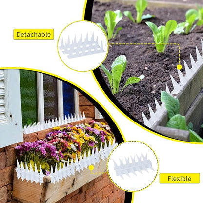 Bird Spikes, 22FT Outdoor Bird Deterrent Spikes Device for Birds Pigeon Woodpecker Squirrel Raccoon Cat, Plastic Bird Deterrent for Outside, Patio, Roof, Sill, Fascia (Clear, 20Pcs)