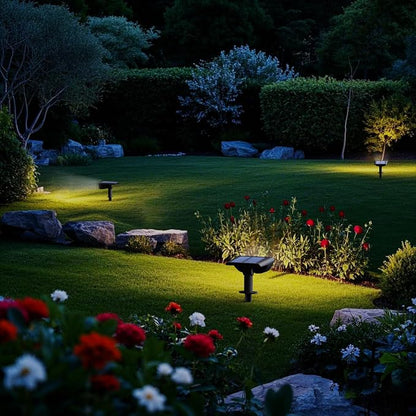 RUIKORING Solar Spot Lights Outdoor Waterproof, 73 LED Landscape Spotlight with 3 Lighting Modes, Dusk to Dawn Auto On/Off, 2-in-1 Wall & Ground Mount for Yard, Garden & Pathway, Cool White, 4 Pack