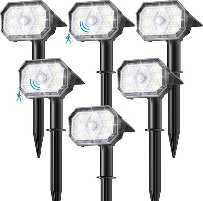 Brightown 6 Pack Solar Motion Lights Outdoor Waterproof, Motion Sensor Spot Lights- 58 LED/3 Modes Solar Powered Spotlights 2-in-1 Auto On/Off for Outside Yard Wall Garden, Cool White