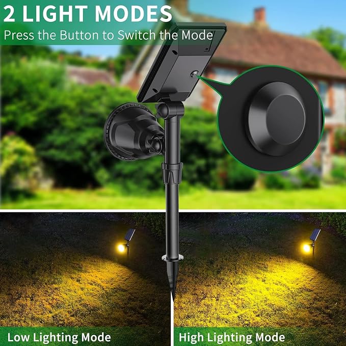 JSOT 600 Lumen Bright Solar Lights Outdoor Waterproof,Solar Powered Landscape Spotlights Solar Walkway Lighting for Backyard Garden Pathway Driveway Path Wall Patio Decor Warm White 4 Pack