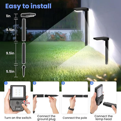 AUDERWIN Solar Pathway Lights Outdoor, Smart Color Changing with 9-in-1 (Warm White/Cool White/RGBCW) Modes,Bright Landscape Lighting Waterproof for Walkway,Garden,Driveway,Yard,Patio(6pack)