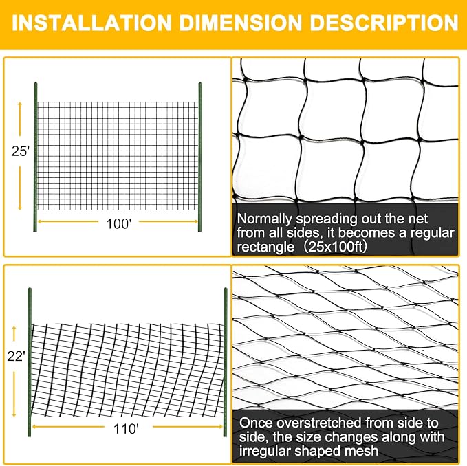 BSTPCOO Bird Nets 25'x100' with 1" Mesh Nylon Poultry Netting Heavy Duty Aviary Net Chicken Coop Netting, Garden Netting Deer Fence for Fruit Tree Trellis Net