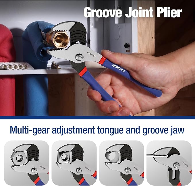 7-piece WORKPRO Pliers Set with Groove Joint, Long Nose, Slip Joint, Linesman, and Diagonal Pliers for DIY & Home Use