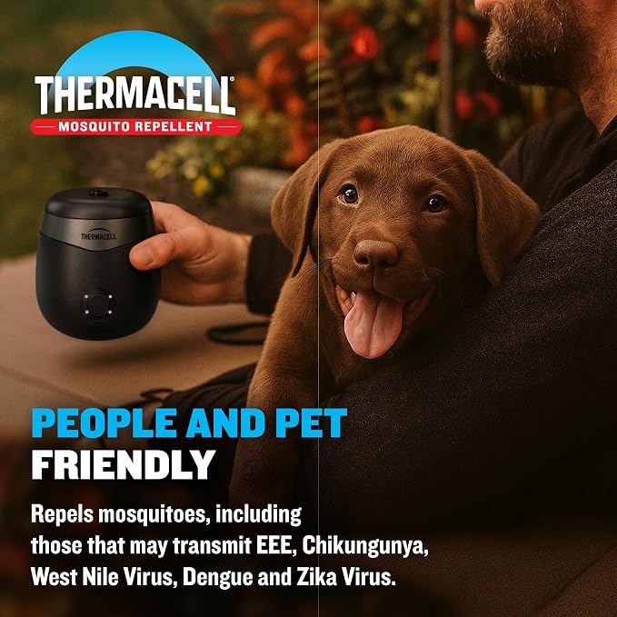 Thermacell E-ZoneGuard Patio Rechargeable Mosquito Repeller with 20-Foot Zone of Scientifically Proven Outdoor Protection; 9-Hr Battery; 12-Hr Refill; Bug Spray Alternative; DEET-Free