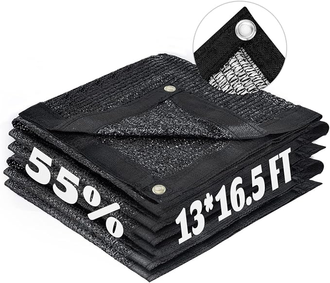 LOVE STORY 13x16.5FT 55% Black Shade Cloth Sun Shade Net with Grommets Sunblock Net Mesh Tarp for Garden,Plants Cover,Greenhouse and Patio
