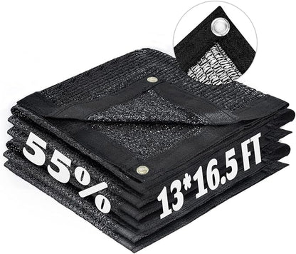 LOVE STORY 13x16.5FT 55% Black Shade Cloth Sun Shade Net with Grommets Sunblock Net Mesh Tarp for Garden,Plants Cover,Greenhouse and Patio