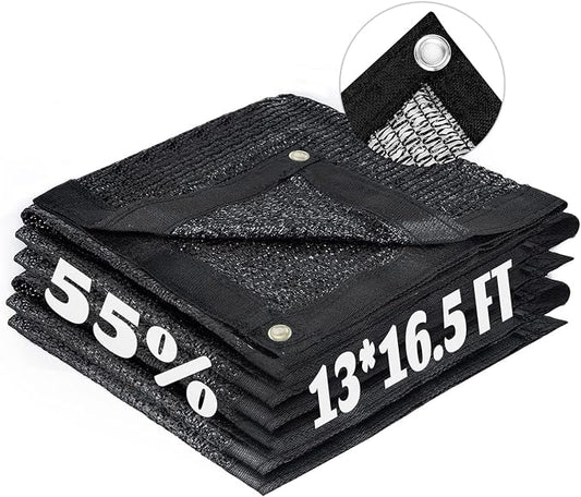 LOVE STORY 13x16.5FT 55% Black Shade Cloth Sun Shade Net with Grommets Sunblock Net Mesh Tarp for Garden,Plants Cover,Greenhouse and Patio