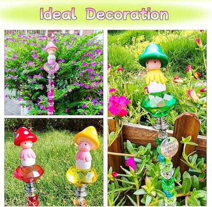 102 Pcs Fairy Garden Accessories Outdoor Kit - DIY Fairy Wand Beaded Garden Stakes Decorative Kit with Miniature Mushrooms Figurine for Different Festivals, Beadable Items(Mushrooms)