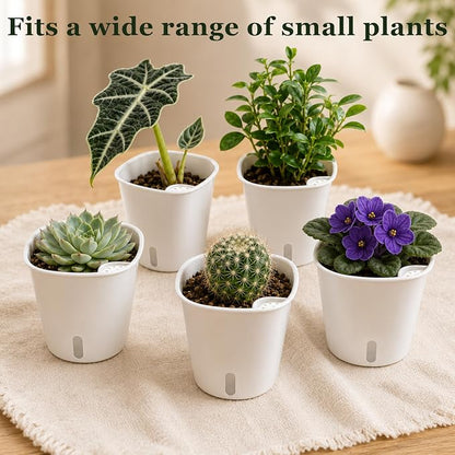 3" Self Watering Pots - 10 Sets Planter Pots for Indoor Plants With Water Level Indicator and Multiple Vents - for House Plants, Flowers, Herbs