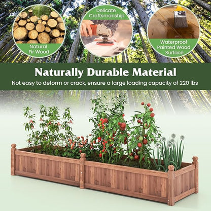 S AFSTAR Wooden Raised Garden Bed, 91"L x 24"W x 16"H Outdoor Rectangular Planter Box with Liner & 4-Corner Drainage Holes, Planter Container for Garden Patio, Raised Bed for Veggies Fruit Flower Herb