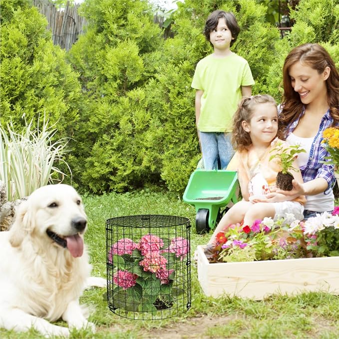 Garden Plant Protectors from Animals,Metal Plant Cage Chicken Wire Cloche with Ground Stakes and Nylon Tie,Garden Plant Protectors for Flower Vegetable to Keep Animals Out-11.8"x 12.6" (6)
