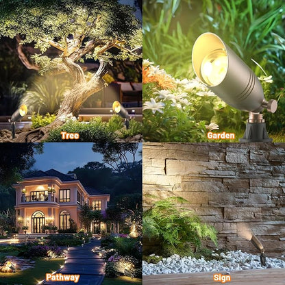 ZONEGRACE Solid Brass 12V Low Voltage Landscape Lighting,Heavy-Duty Waterproof Outdoor LED Spotlights Fixtures with Connectors, Bronze Uplights & Accent Lights,MR16 Bulb Not Included (Classic,6 Pack)