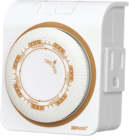 Woods 7-Day Indoor Heavy Duty Mechanical Timer; White, 50002