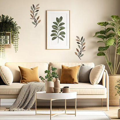 Zhengmy 2 Pieces Metal Tree Leaf Wall Decor Vine Olive Branch Leaf Wall Art Living Room, Hallway Wall Decor Outdoor Decoration(Classic Color)