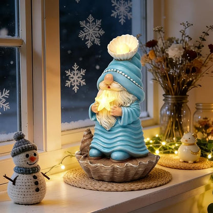 GIGALUMI Garden Gnome Statue, Solar Gnomes Ocean Themed Outdoor Decor, Decoration for Patio Yard Lawn Beach Room, Christmas/Birthday Gift for Mom Women