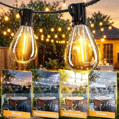 120FT Outdoor String Lights, Waterproof Patio Lights with 30+2 Shatterproof LED Bulbs, Hanging Decor for Backyard Garden Porch Bistro,2700K Warm White
