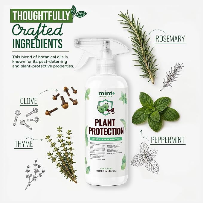 Mint+ Plant Protection Spray (16oz) | Mint-Powered Formula | Helps Protect Plants | Indoor & Outdoor Plants | Easy Spray Application | Made in USA