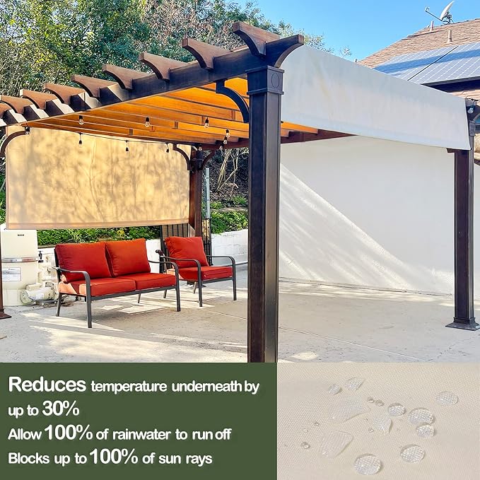 Alion Home Waterproof Pergola Cover - Universal Replacement Canopy (16' L x 10' W, Beige)