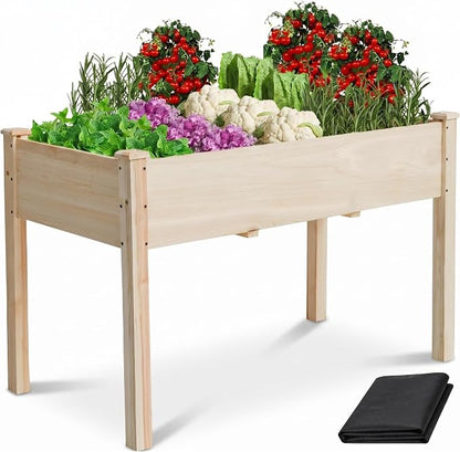 Raised Garden Bed 48x24x30in Elevated Wooden Horticulture Planter Box with Legs Standing Growing Bed for Gardening/Backyard/Patio/Balcony