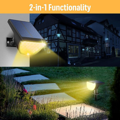 GKGG Solar Lights Outdoor Waterproof IP65, Solar Powered 76 LED 3 Lighting Modes Solar Spot Lights Outdoor for Yard Garden Landscape Pathway (Warm White, 4 Pack)