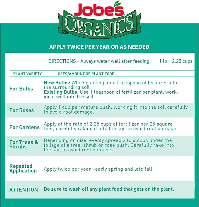 Jobe's Organics Granular Bone Meal Fertilizer, Strong Root Development for Bulbs, Tomatoes, Roses, and Other Flowering Plants, 4 lbs Bag