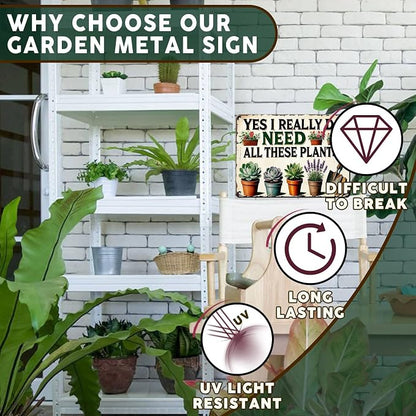 PEACHGARDEN Garden Sign I Really Need All These Plants Gardening Gifts for Women Garden Wall Decor Vintage Metal Sign For Patio Yard Greenhouse 12x16 inch