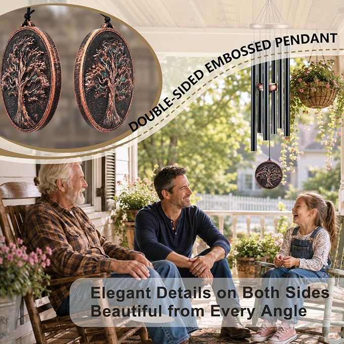 Wind Chimes for Outside, Vintage Tree of Life Deep Tone Wind Chime Outdoor Clearance, Memorial/Festivals/Birthday Gift for Mom Dad Women Grandma, Garden Porch Patio Decor (32" Tree of Life)
