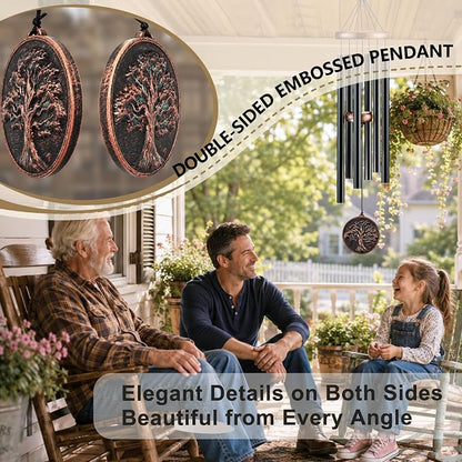 Wind Chimes for Outside, Vintage Tree of Life Deep Tone Wind Chime Outdoor Clearance, Memorial/Festivals/Birthday Gift for Mom Dad Women Grandma, Garden Porch Patio Decor (32" Tree of Life)