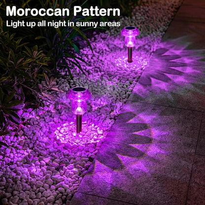 Solar Halloween Lights Outdoor 8 Pack Purple Mushroom Pathway Decor | LED Waterproof Halloween Decorations for Garden Yard Driveway Garden Walkway Path Landscape Lawn Lighting