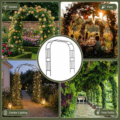 Garden Arch, 98.5’’x94.5’’ Arbor Trellis, Garden Arch Trellis for Climbing Plants Outdoor, Arbor for Flower, Climbing Vine Vegetable, Fruit and Lawn(Black)