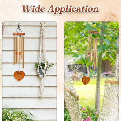 Sister Birthday Gifts Wind Chime 25.6", Sisters Forever Gift for Women | Sister in Law Gifts for Birthday, Christmas, Mothers Day, Wedding, Graduation, Ready-to-Gift Box Packaging, Garden Decor
