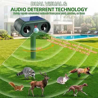 2026 Sonic Fortress Pro Deer Repellent Devices, IP65 Racoon Repellent Outdoor Squirrel Fortress Pro Animal Repeller Cat Deterrent with Motion Sensor to Scare Rabbit Bear Dog Out of Garden Yard(4Pack)