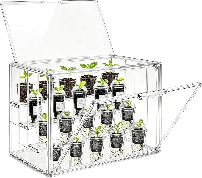 Mini Greenhouse Indoor with Magnetic Door, M-4tier-2door-1pcs | Dual-Door Design, Easy Access, Great Heat & Moisture Retention, Adjustable Ventilation, Grows Well in Varied Conditions