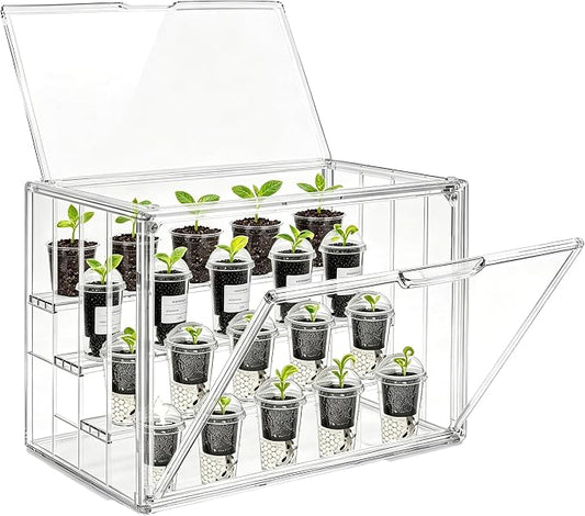 Mini Greenhouse Indoor with Magnetic Door, M-4tier-2door-1pcs | Dual-Door Design, Easy Access, Great Heat & Moisture Retention, Adjustable Ventilation, Grows Well in Varied Conditions
