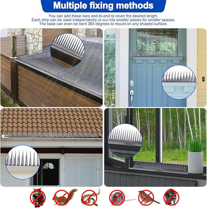 Bird Spikes - Stainless Steel Fence Spikes for Pigeons, Raccoons, Snakes - Deterrent Defender (250inch)