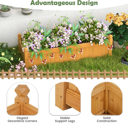 Giantex Raised Garden Bed, Wooden Planter with Drainage Holes, Rectangular Plant Box for Vegetables Flowers Herbs Fruit Growing, Raised Container for Garden Patio Balcony, Easy Assembly