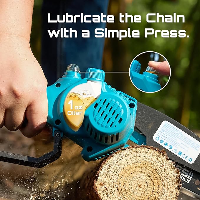 SEESII 6 Inch Mini Electric Chainsaw Cordless Battery Powered | 2026 Upgraded Hand Held Saw with 2x2000mAh Batteries for Wood/Tree Trimming, Chain Saw Gift for Men Husband Father Gardener