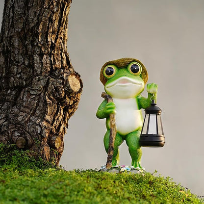 twinbling Solar Frog Garden Decor with Lantern Outdoor Statue for Patio Pathway Frog Figurine for Yard Decoration Lawn Ornament Gardening Gifts for Women Mom Grandma