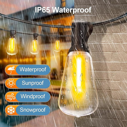 MGVIH Outdoor String Led Patio Lights - 150Ft 45M Outside Waterproof Light ST38 Shatterproof Bulb Connectable Hanging Outdoor Electric Lighting for Backyard Yard Gazebo Porch Party