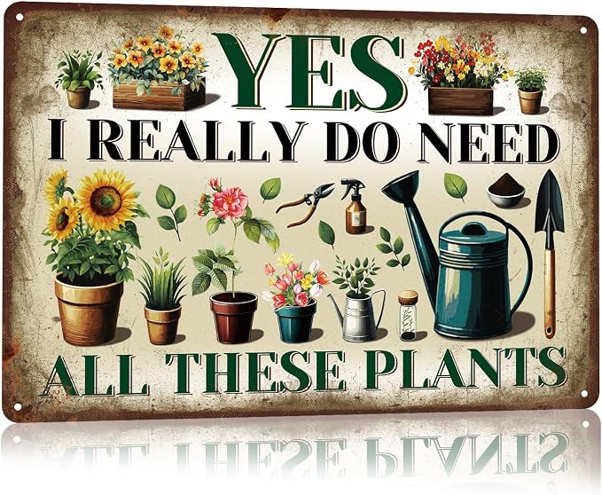 KLFHS Gardening Gifts, Garden Metal Wall Art Decor Yard Art Yard Signs Greenhouse Accessories, Vintage Gardening Signs for Garden Greenhouse Patios Home Decor