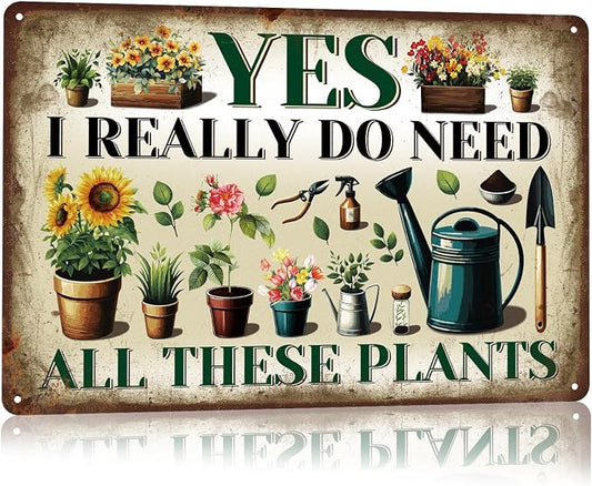 KLFHS Gardening Gifts, Garden Metal Wall Art Decor Yard Art Yard Signs Greenhouse Accessories, Vintage Gardening Signs for Garden Greenhouse Patios Home Decor