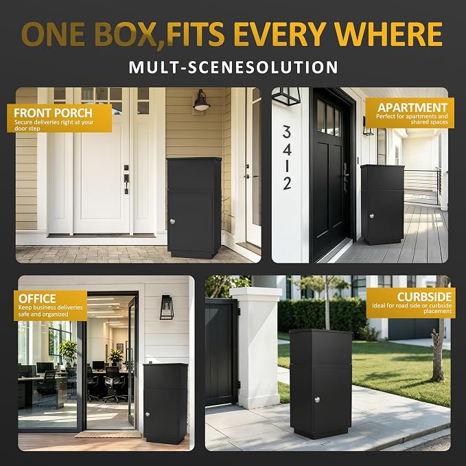 Package Delivery Box for Outside, Large Lockable Parcel Drop Box with Password Lock, Anti-Theft Outdoor Package Storage Box for Porch, Heavy Duty Galvanized Steel Delivery Box for Packages and Mail