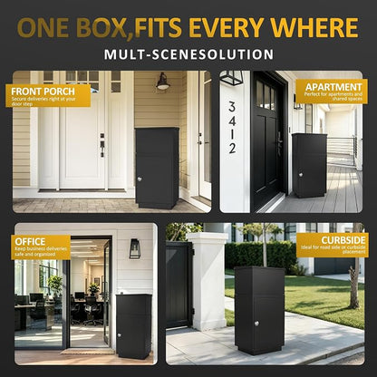 Package Delivery Box for Outside, Large Lockable Parcel Drop Box with Password Lock, Anti-Theft Outdoor Package Storage Box for Porch, Heavy Duty Galvanized Steel Delivery Box for Packages and Mail