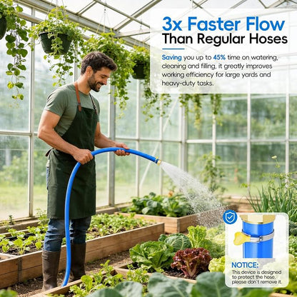 SPECILITE Hot/Cold Garden Water Hose 25 ftx 1 in, -50℉ To 190℉, Heavy Duty, Flexible, Burst 605 Psi, Lightweigh, Upgraded Rubber Pipe with 3/4" Brass Fittings For Backyard, Outdoor, Farm, Blue